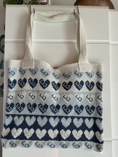 Tasche stoff creme blau neu - tasche, blau.neu!