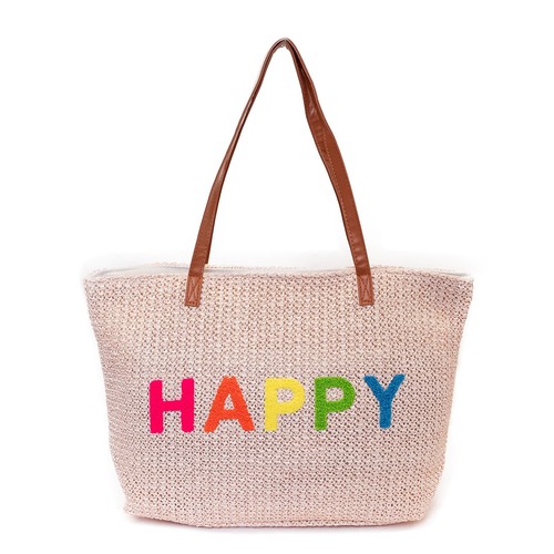 Große strandtasche happy rosa - große,